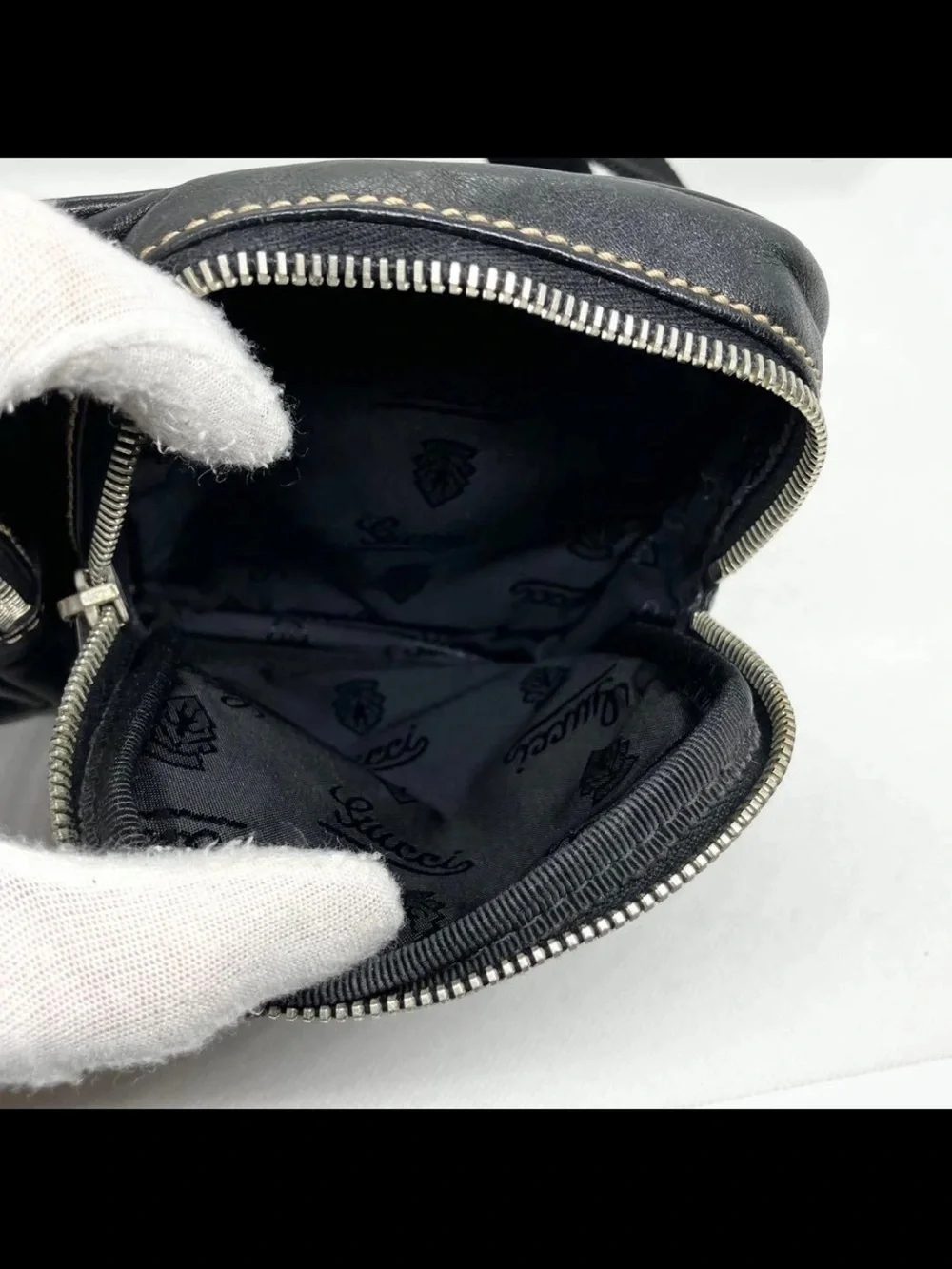 Gucci Black Leather Dual Pouch Belt Bag